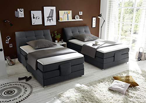 MöbisandMore Designer Boxspringbett Coni 120x200 cm mit Motor und Bettkasten| Härtegrad H4 bis 120 KG |7-Zonen-Tonnentaschenfederkern inkl Topper