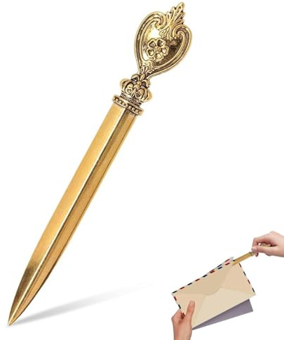 Tagliacarte Vintage, Tagliacarte Da Scrivania Apribuste, Coltello Tagliacarte Vintage, Coltello Apri Buste in Metallo Tagliacarte Per Buste A Mano Leggero Tagliacarte Adatto Per L'Ufficio Di Casa(Oro)