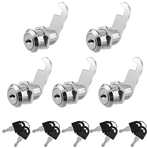 XINMEIWEN Lot de 5 serrures à came de 25 mm avec clés identiques pour sécuriser votre armoire de fichiers, tiroir, boîte aux lettres de camping-car, porte et boîte à outils