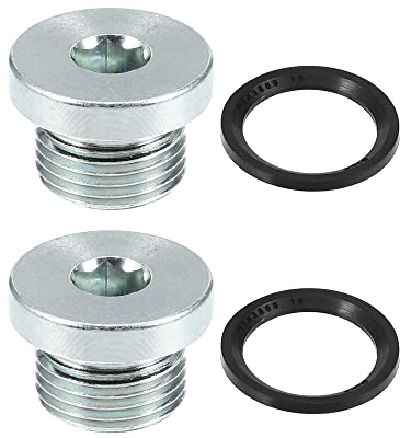 A ABSOPRO Tappo Coppa Olio Motore 2pz M18x1.5 Acciaio Motore Olio Scarico Tappo Vite per BMW Argento Tono