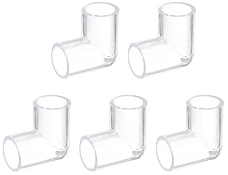 sourcing map 5uds Transparente Acrílico Tubería Codo, 16mm/0,63 2 Vías Codo Tubería Montaje Adaptador para Acuarios Agua Peces Tanque