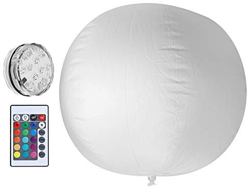 Boule Lumineuse Flottante, Lumière Décorative étanche, Boule Flottante de Piscine Pliante 10LED Puce Piscine Boule Flottante Lumière Télécommande Décoration de Fête