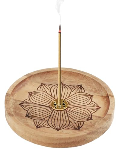 Toivize Räucherstäbchen Halter, Holzlotus Räucherstäbchenhalter Räucherstäbchenhalter Lotus mit Aschefänger für Meditation, Yoga und Heimdekoration