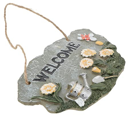 Ciieeo Cartello Di Benvenuto Da Esterno in Resina Ecocompatibile, Decorazione Da Appendere Alla Porta Per Festival e Giardino, Striscione Decorativo Per Natale e Ambienti Domestici