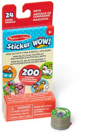 Melissa & Doug Sticker Wow Nachfüllset Tiere mit 200 Stickern & 24-seitigem Mini-Aktivitätenblock | Zur Verwendung mit einem Sticker-Stempel | Für Kinder ab 3 Jahren - FSC zertifizierte