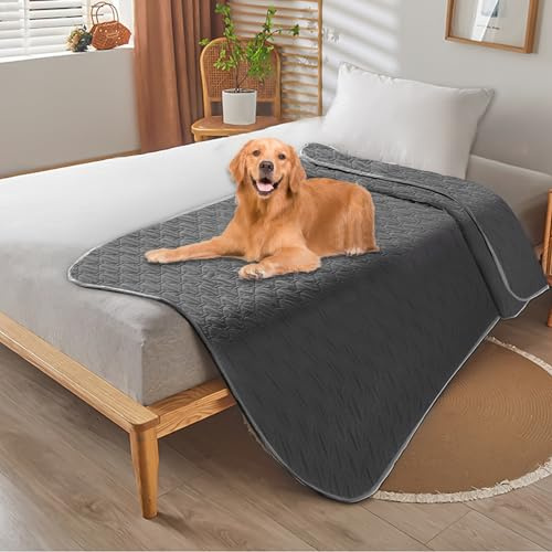 Coperta impermeabile antiscivolo per cani, 75 x 180 cm, lavabile, resistente su entrambi i lati, adatta a grandi e piccoli, protezione per divano, letto, auto (grigio)
