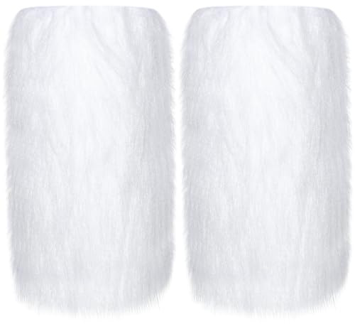 Kigeli Winter Furry Boot Covers for Kids Winter Faux Fur Leg Warmer Thick Kids Boot Cuff Cover Costume(White)