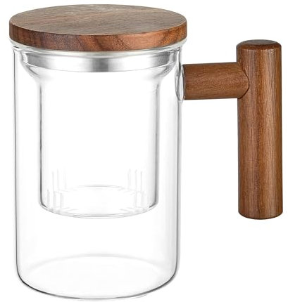 Lovegrace Teetasse mit Deckel und Sieb, 430ML, Glas Teetasse mit Henkel, Borosilikat Glas, Spülmaschinengeeignet, Perfekter Teebereiter und Geschenk für Tee-Liebhaber