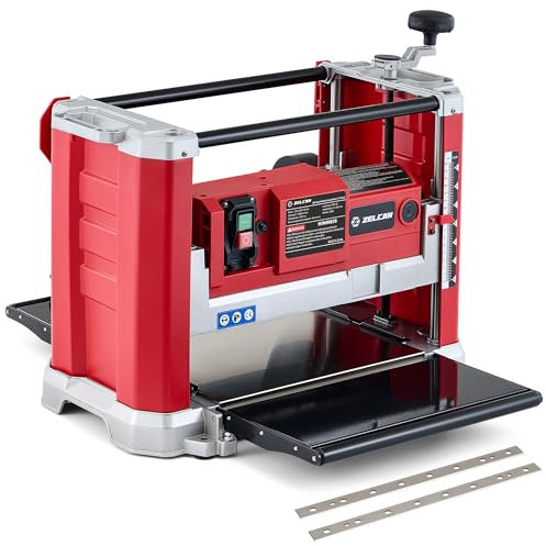 ZELCAN Dickenhobelmaschine 2000W Hobelmaschine Dickenhobel 20000 Schnitte/Min, Elektrohobel 2 Hobelmesser Durchlasshöhe/-breite: 15cm/33cm, Spanabnahme max.: 3 mm mit Absaugung