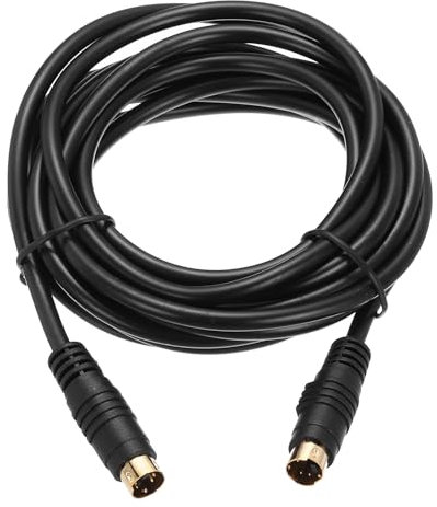sourcing map S Video Cable 10ft, Mini DIN 4 Pin S-Video Cable Male to Male Gold Plated Connector Transfer for TV Receiver Monitor S-VHS VCR DVD