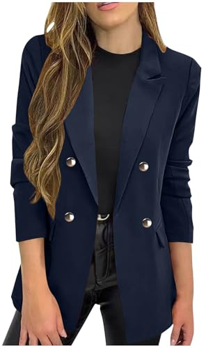 Giacca blazer da donna, classico collo a tacca giacche doppiopetto a maniche lunghe, abbigliamento casual da lavoro, giacche da ufficio, senza tasche I miei ordini Articoli Il mio ordine Tendenza