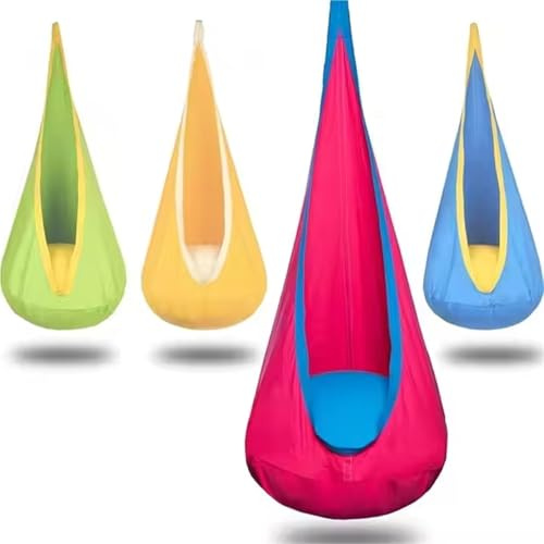 Hamaca Colgante para Niños con Asiento De Cápsula Iluminado, 160 X 70 Cm, con Colchón De Aire Y Luz LED, Ideal para Interiores Y Exteriores.(Pink)