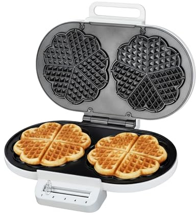 HEINNER HWF-F14002WH Waffeleisen – 1400W, Antihaftbeschichtung, Einstellbarer Thermostat, Vertikale Aufbewahrung, Weiß – 3 Jahre Garantie (White)
