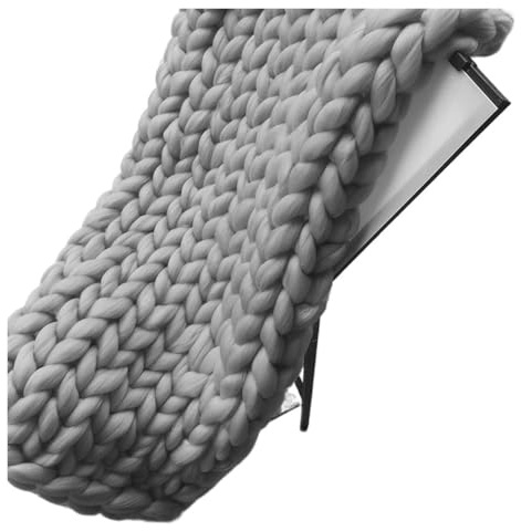 UALXPAO Tjock stickad filt överkast hand tjock stickad filt tjockt garn skrymmande stickning överkast filtar mattor mjuk varm vinter hem bäddsoffa (ljusgrå, 80 x 80 cm)
