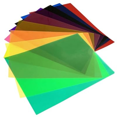 Colored Cellophane Sheets | Primary Colors Film A4 | Colored Film To Cover Lights Light Filters, 10 Different Colors Heat Insulation For Shopping Mall Glass