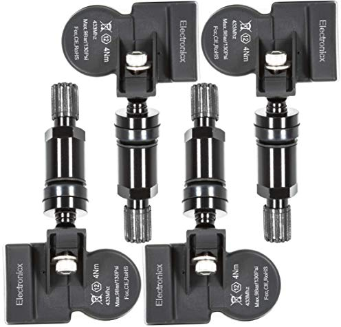 4x RDKS TPMS Reifendrucksensor Reifendruckkontrollsystem Metallventil Schwarz kompatibel mit Ford Focus Fiesta Kuga Mondeo