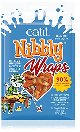 Catit Nibbly Wraps, Fisch mit Hühnerbrusftfilet umwickelt, für Katzen, 30g (1er Pack)
