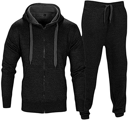 shelikes Mens Tracksuit Set Full Sleeve Fleece Zipper Hoodie Top Bottoms Jogging Joggers Sports Sweat Suit