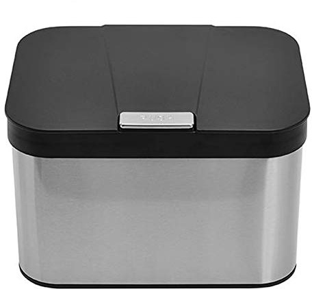 Dullrout Compost Bin for Countertop, Compost Bucket Indoor Sealed, Food Waste Caddy, 1.13 Gallon Kitchen Compost Container with Lid, Compact and Easy Clean, Black Matte