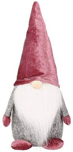 SPRINGOS Weihnachtswichtel Weihnachtszwerg Skandinavischer Zwerg stehende Figur Weihnachtsdekoration Weihnachtsschmuck Dunkelrot Grau 25 cm