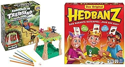 Hedbanz - das rasante Ratespiel für die ganze Familie - Neuauflage mit tollem Spielmaterial + Spin Master Games - Rubinjagd im Treibsand, das Abenteuerspiel mit original Kinetic Sand