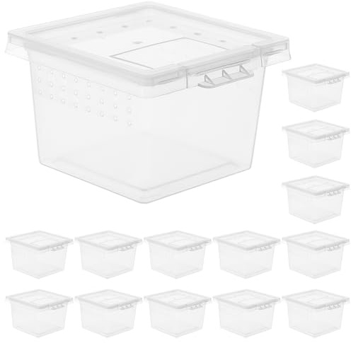 Ipetboom Aquarium Breeding Tank 20pcs Plastic Reptile Box Snake Breeding Box Transparent Reptile Habitat Cage Turtle Box Container for Bearded Dragon Lizard Spider Scorpion Gecko