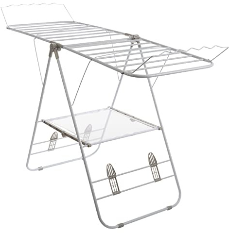 Clothes Drying Rack - Indoor/Outdoor Portable Laundry Rack for Clothing, Towels, Shoes and More - Collapsible Clothes Stand by Everyday Home (White)