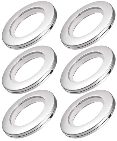 TA-VIGOR 6Pcs Curtain Eyelet Rings, 40mm Curtain Grommets Plastic Rings, DIY Nanoscale Silencing Roman Rings for Window Curtain, Shower Curtain, Locker Room Door Curtains, Bright Silver