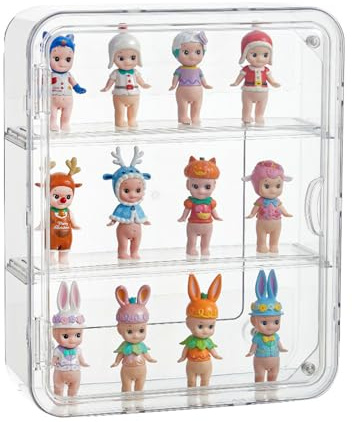 12.6x3.5x10.2in Display Case Wall Mounted for Funko Pop Lego Minifigure, 3-Layer Clear Acrylic Display Shelf with Door for Car Modell,Blind Box Display Case