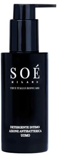 Limpiador íntimo hombre acción antibacteriana natural. Delicado, refrescante y calmante, uso diario, fórmula natural, fabricado en Italia, sin siliconas, parabenos y parafina añadidos. Deportivo