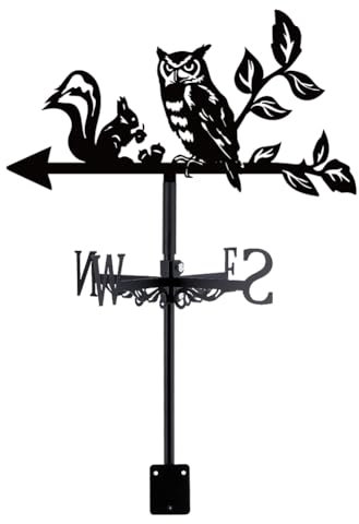SUPERDANT Wetterhahn In Form Einer Eule Oder Eines Eichhörnchens Wetterfahne Windrichtungsanzeiger Messgerät Dachmontage Weathervane Für Außenbereich Garten Bauernhof Hinterhof Pavillon Scheune