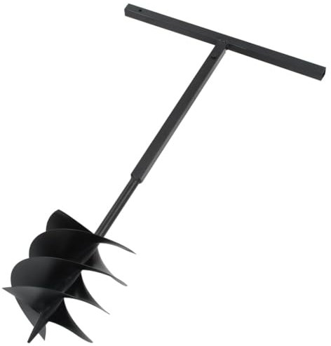 Tarière électrique à main avec poignée - 250 mm - Acier noir - Pour le jardinage, le perçage et le creusement - Robuste et durable pour les domaines d'utilisation exigeants