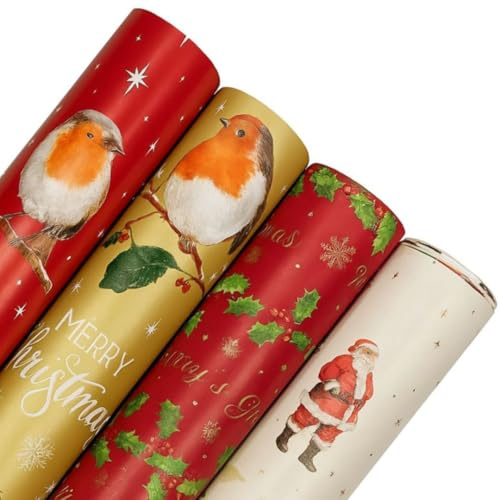 ezkart | 28m (4x7m) Xmas Wrapping Paper - Perfect for xmas, Birthday, Festival, Party Gift & Festive Decor Vintage Gift Wrap | xmas wrapping paper