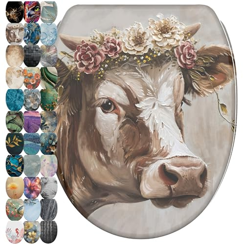 Sanilo WC Sitz mit Absenkautomatik & Schnellverschluss, Toilettendeckel per Knopfdruck abnehmbar, einfache Montage von oben (Berta)