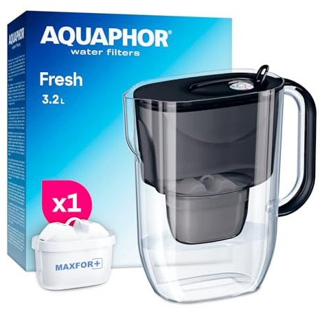Aquaphor Fresh Caraffa Filtrante per Acqua con 1 Cartucce MAXFOR+ 200L - Nero