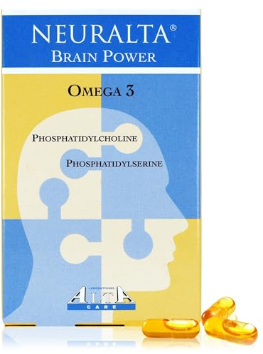 Neuralta Brain Power, Integratore per Sistema Nervoso, Memoria e Concentrazione con Fosfatidilcolina, Fosfatidilserina, DHA e Omega 3, 30 Capsule Liquide - Made in France
