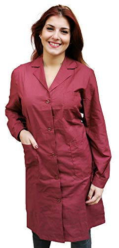 Camice Da Lavoro Donna Classico Lungo Leggero,vari colori, Grembiule Magazzino (50, Bordeaux)