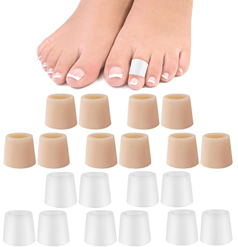 20 Proteggi Dita Piedi, Protezione Dita Piedi Ditali in Silicone per Dita, Protezione Alluce Unghia per le Dito Dei Piedi Prevengono lo Sfregamento (Cachi, Bianco)