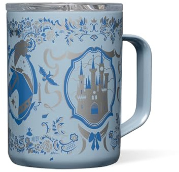 Corkcicle Classic Coffee Mug - Triple Insulated Stainless Steel for Travel - Shatter-Proof Lid - Keeps Drink Hot Over 3 Hours - Holiday Mug Gift - 16 oz - Princess Cinderella