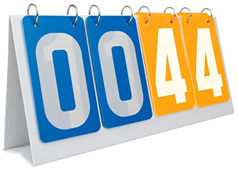 TopTie 4-Digital Portable Score Keeper PVC Flip Scoreboard for College Tennis Game (Blue VS Yellow Card)