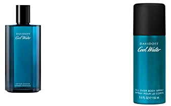 DAVIDOFF Cool Water Man After Shave Lotion, 125ml (1er Pack) & Cool Water Man Deodorant Natural Spray, All Over Body Spray, aromatisch-frischer Herrenduft, 150ml