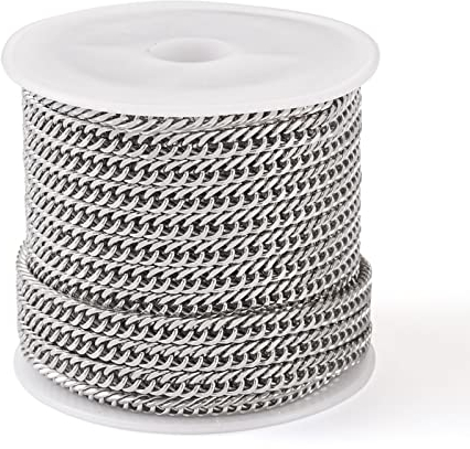 PandaHall - Catena a Maglia Barbazzale in Acciaio Inox 304, 5 m, Non Saldata, 3,8 mm Larghezza, 1,5 mm Spessore, Dimensioni 5,5 x 3,8 x 0,6 mm, CHS-TA0001-43