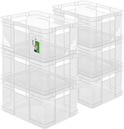 PAFEN 6x Euro bac gerbable 28l - 43 x 35 x 24 cm - conteneur de stockage Euro-box transparent bac gerbable transport Euro conteneur en PP