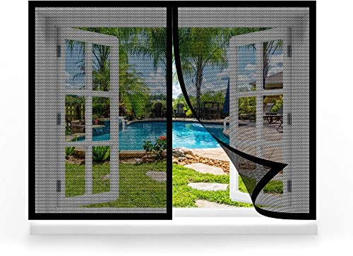 Zanzariera Magnetica Porta Finestra 50 x 50 cm, Tenda Anti Zanzare, Impedendo agli Insetti di Entrare per Tutte Le Taglie Finestra o Porte, Nero