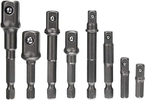 KEWAYO Set di Adattatori a Bussola da 8 Pezzi per Trapano e Chiave a Impatto 1/2, 3/8, 1/4 Set di Adattatori Esagonali in Acciaio al Cromo per Chiavi di Riparazione Auto