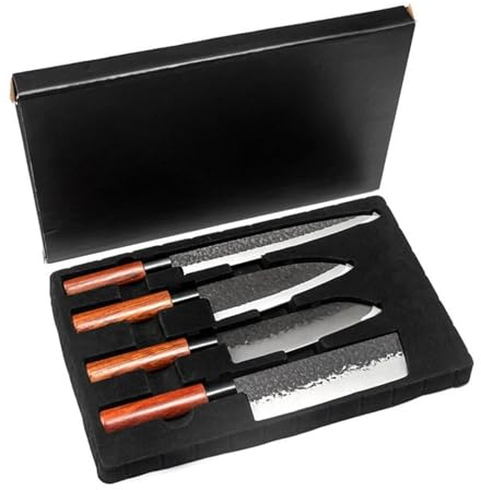 FBITE Juego de cuchillos japoneses forjados a mano, cuchillo de Chef for Sushi, Sashimi, juego de cuchillos for filete de salmón, utensilios de cocina de acero inoxidable