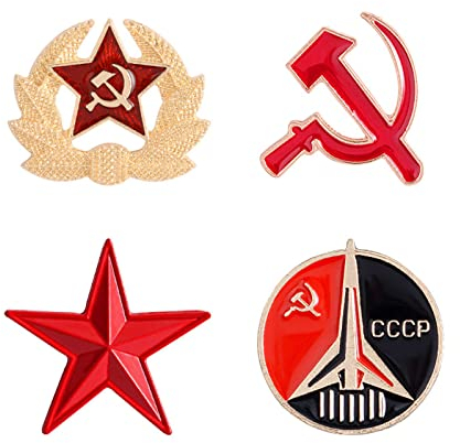 4 pièces étoile soviétique faucille et marteau broches pour famille grand-père communisme soviétique métal