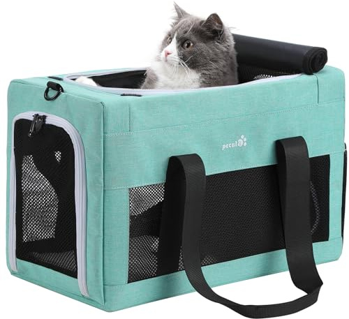 pecute Sac de Transport pour Chat Approuvé par Les Compagnies Aériennes, Sac de Transport Portable pour Chat, Écurie Sac de Transport pour Animaux de Compagnie Bleu Clair