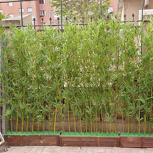 CuNtoHHH Planta de bambú Artificial Planta de bambú Artificial para Exteriores Resistente a los Rayos UV, Patio Porche Jardín Planta de imitación Realista Pantalla de Hiedra de Pared con Caja rectang