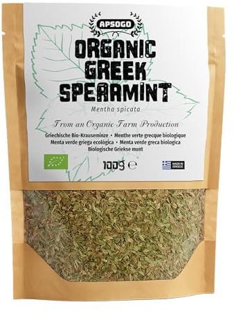 Apsogo Menta Romana - Menta Biologica Essiccata dalla Grecia - Aroma Rinfrescante, Perfetta come Spezia o Tisana (100g)